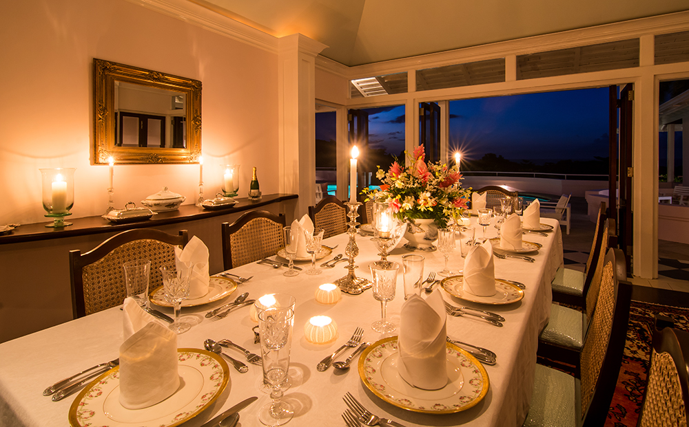 Memorable meals can be served al fresco or in the inside air-conditioned dining room.