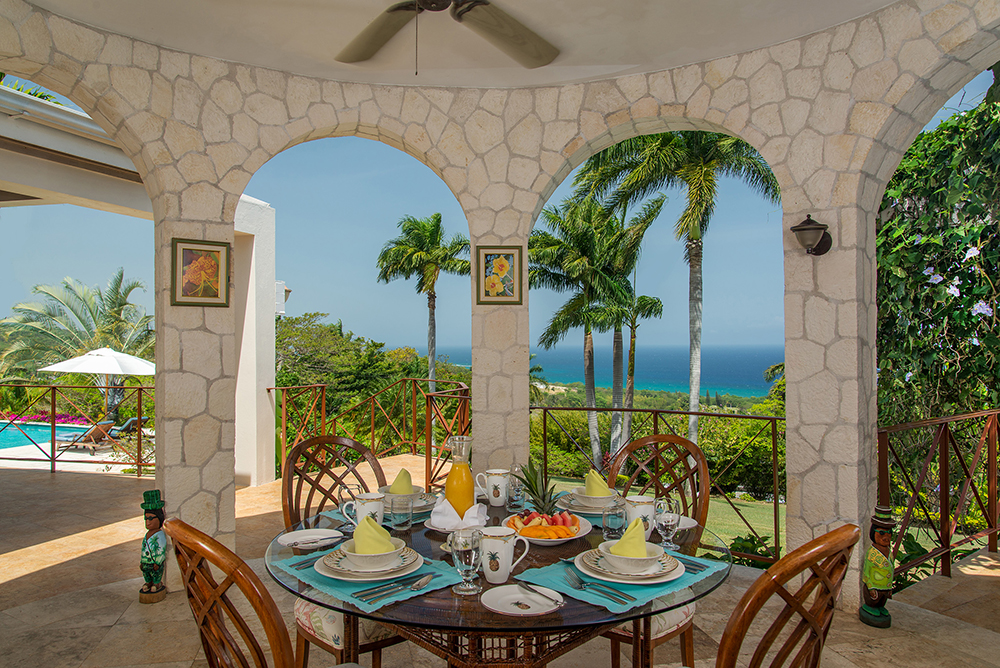 Start the day with fresh fruit and Jamaican coffee in the breakfast gazebo ...